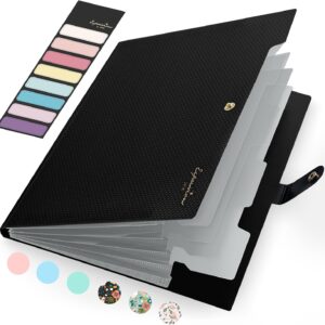 Sooez Letter Size Accordion File Organizer – 5 Pockets, Black