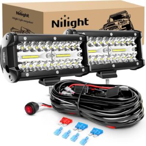 Nilight 6.5″ 120W LED Spot & Flood Combo Lights with Wiring Harness